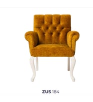 Sandalye 198756 Zus2262 Kapiton Berjer Kayın Retro Ayak Beyaz -Sarı kumş El Yapım