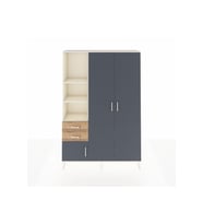 Arges Dolap 5 Raflı 2 Çekmeceli Tek Askılı 132x30x195 Aytaşı-Antrasit/Çam