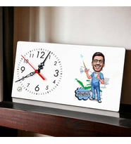 Erkek Diş Hekimi Karikatürlü Şık Masa Saati