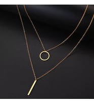 Kişiye Özel 925 Ayar Gümüş 2'li Halka Çubuk Bar Kolye (Gold)
