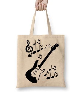 Ritmik Gitar Müzik Nota Bez Çanta Uzun Saplı