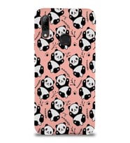 Huawei P Smart 2019 Uyumlu Lansman Kılıf Panda Tasarımlı İçi Kadife Kapak-Pembe (Şeffaf)