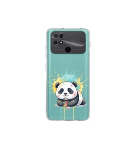 POCO C40 ile Uyumlu Splash Panda Tasarımlı Şeffaf Silikon Kılıf