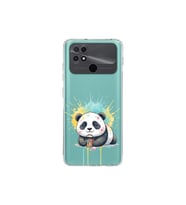 POCO C40 ile Uyumlu Splash Panda Tasarımlı Şeffaf Silikon Kılıf