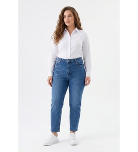 Kadın Yüksek Bel Mom Fit Jean Pantolon BGL-ST05450