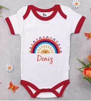 BK Kids Kişiye Özel İsimli Kırmızı Bebek Body Zıbın-1