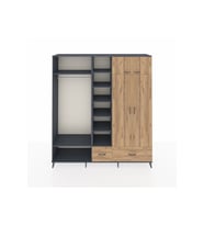 Hyperion Gardrop 12 Raflı 2 Çekmeceli 2 Askılı 220x44x243 Antrasit-Çam/Çam