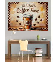 It'S Always Coffee Time Tasarımı Dekoratif Kanvas - Mdf Ahşap Tablo