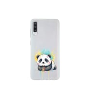 Samsung Galaxy A70S ile Uyumlu Splash Panda Tasarımlı Şeffaf Silikon Kılıf