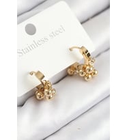 316L Çelik Boncuklu Halka Model Gold Renk Kadın Küpe - TJ-BKP11214