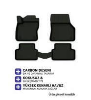 Kia Rio Sedan 2007 Carbon Desen Havuzlu Paspas  Kaymaz & Koku Yapmaz (Siyah)