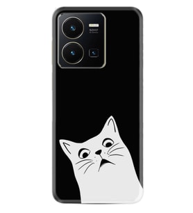 Vivo Y35 Kılıf Resimli Desenli Silikon Platinium Series Şaşkın Kedi 1900