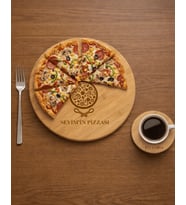 Kişiye Özel İsim Yazılı 360° Dönebilen Bambu Pizza ve Sunum Tahtası