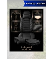 hyundai i20 2020 Koltuk ve Kılıf uyumlu Siyah Minder Lüks Yastık 2 Minder 2 Yastık