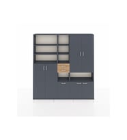 Arges Dolap 17 Raflı 2 Çekmeceli 7 Kapaklı 220x30x243 Antrasit-Antrasit/Çam