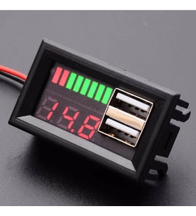 USB Soketli Voltmetreli Akü Kapasite Göstergesi 12V Pil uyumlu