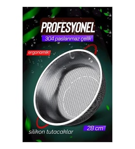 28 CM Kevgir Yuvarlak Süzgeç Profesyonel 304 Paslanmaz Çelik
