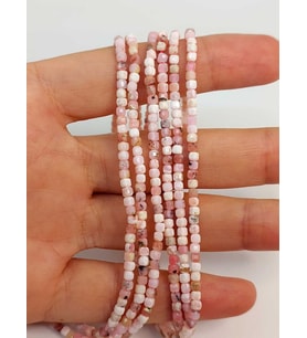 Pembe & Beyaz Opal Taşı Küp Şekilli Dizi 2.5mm (45310)