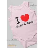I Love Mom and Dad Baskılı Bebek Zıbını – Çıtçıtlı Body  %100 Pamuk Sıfır Kol (Bebek Pembesi)