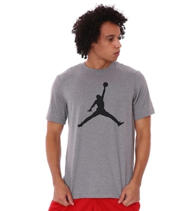 Nike Air Jordan Jumpan Short-Sleeve Crew Grafik Baskılı Erkek Günlük Tişört Gri Siyah
