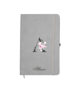 giftcrea Kişiye Özel Lastikli Termo Deri Çizgili Defter Set , İsme Özel Kişiselleştirilebilir Hediye (Gri)
