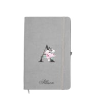 giftcrea Kişiye Özel Lastikli Termo Deri Çizgili Defter Set , İsme Özel Kişiselleştirilebilir Hediye (Gri)