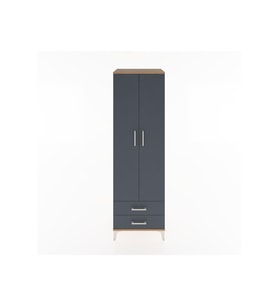 Hyperion Dolap 4 Raflı 2 Çekmeceli 2 Kapaklı 60x44x195 Çam-Antrasit