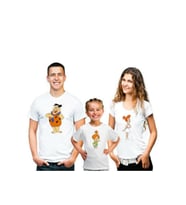 aile tişörtleri 3lü çakmaktaş ailesi tişört (Siyah - Beyaz)