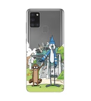Samsung Galaxy A21S Uyumlu Mordecai ve Rigby Tasarımlı Şeffaf Telefon Kılıfı