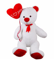 90 cm Balonlu Bobo Peluş Ayıcık %100 Yerli (Beyaz)