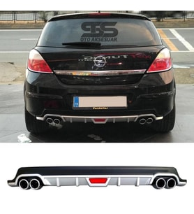 Opel Astra H Difüzör Arka Tampon Eki 4 Egzoz Çıkışlı Gri