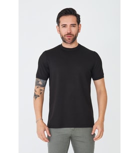 Siyah Bisiklet Yaka Basic T-shirt