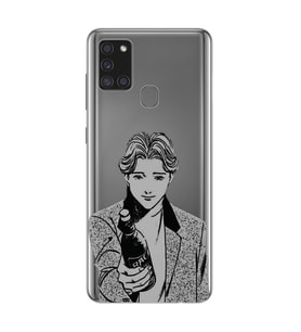 Galaxy A21S Uyumlu Anime Monster Tasarımlı Şeffaf Telefon Kılıfı