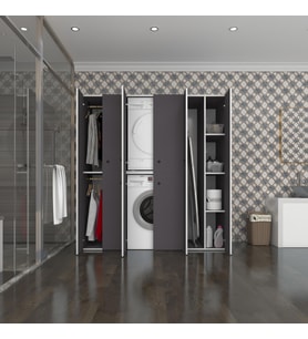 Kenzlife çamaşır-kurutma makinesi dolabı ve giysi dolabı suyuti sağ gri 180*170*60  banyo (Beyaz)