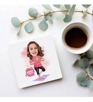 Kişiye Özel Karikatürlü Meditasyon Yapan Kadın Bardak Altlığı