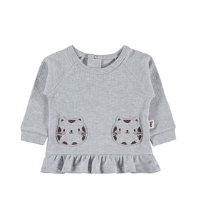 Civil Baby Kedi Baskılı 6-18 Ay Sweatshirt - Gri