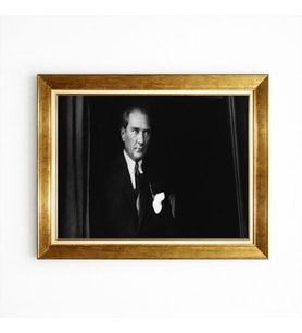 Tablore Atatürk Siyah Beyaz Portre Çerçeveli Tablo İkonik Fotoğraf Duvar Dekoru
