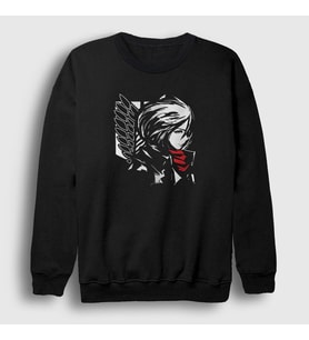 Presmono Unisex Siyah Mikasa Anime Attack On Titan Sweatshirt 124371tt