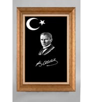 Çerçeveli Paspartulu Atatürk Tablo a127 (Gold)