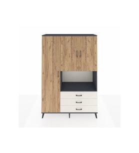 Hyperion Dolap 6 Raflı 3 Çekmeceli 3 Kapaklı 132x44x195 Antrasit-Çam/Aytaşı