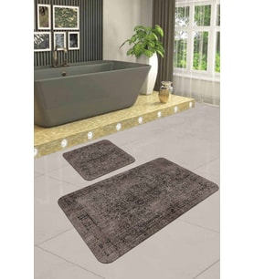 Kahve Modern Klasik Banyo Halısı Klozet Paspas Seti BS238