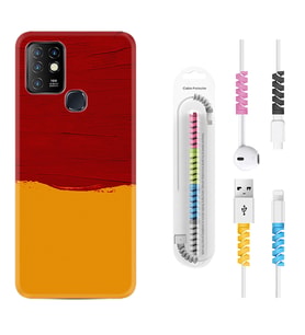 INFINIX Hot 8 9 10 11S Hot 10 Play 10T Kılıf Kablo Koruma Spiral Silikon Sarı Kırmızı Boya 1708