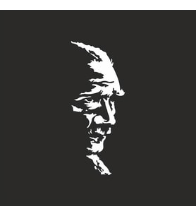 Atatürk Silüet Sticker 25x10 cm Beyaz