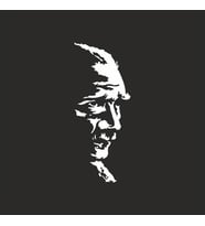 Atatürk Silüet Sticker 25x10 cm Beyaz