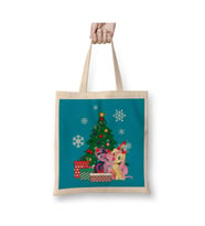 My Little Pony Around The Christmas Tree Beyaz Bez Çanta Uzun Saplı Alışveriş Çantası