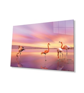  Flamingo Hayvan Cam Tablo 4mm Dayanıklı Temperli Cam