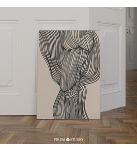 Çağdaş Evler İçin Minimal Soyut Organik Çizgiler Sanatı, Nötr Bej Modern Estetik