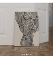 Çağdaş Evler İçin Minimal Soyut Organik Çizgiler Sanatı, Nötr Bej Modern Estetik