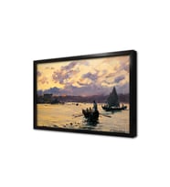 Denizde Kayık Çerçeveli Mdf Tablo