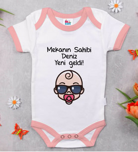 BK Kids Kişiye Özel Pembe Bebek Body Zıbın - Model 103